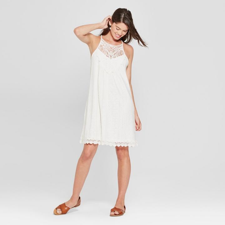 Women's Strappy Lace Shift Sundress- Xhilaration Cream (ivory)