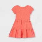Toddler Girls' Tiered Knit Short Sleeve Dress - Cat & Jack Coral