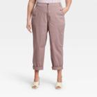 Women's Plus Size High-rise Straight Chilled Out Ankle Chino Pants - A New Day Purple