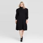 Women's Plus Size Puff Long Sleeve High Neck Sweater Dress - Who What Wear Black 1x, Women's,