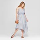 Women's Plus Size Asymmetrical Tie Waist Dress - Universal Thread Blue X