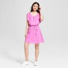 Women's Printed Flutter Sleeve Dress - A New Day Purple
