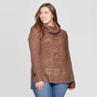 Women's Plus Size Long Sleeve Mock Turtleneck Tunic Sweater - Universal Thread Brown X