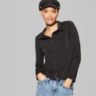Women's Long Sleeve Button-down Blouse - Wild Fable Black