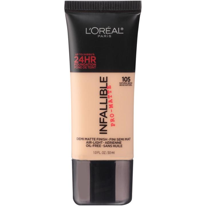 L'oreal Paris Infallible Pro-matte Foundation 105 Natural Beige 1 Fl Oz, Natural Beige