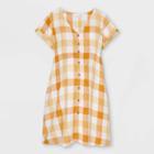 Plaid Short Sleeve Button-down T-shirt Maternity Dress - Isabel Maternity By Ingrid & Isabel Yellow