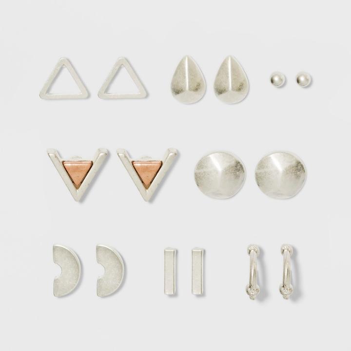 Open Triangle, C Hoop Triangular Stud Earring Set 8ct - Universal Thread