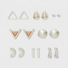 Open Triangle, C Hoop Triangular Stud Earring Set 8ct - Universal Thread
