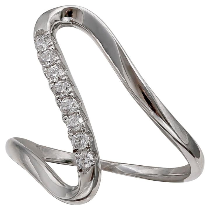 Target Women's Polished And Pave Cubic Zirconia Ring In Sterling Silver -silver/clear (8),