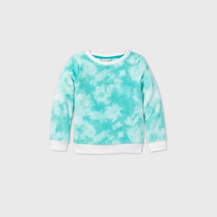 Girls' Printed Sherpa Pullover - Cat & Jack Aqua