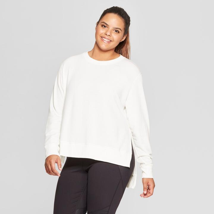 Women's Plus Size Crewneck Sweatshirt - Joylab Ivory