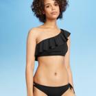 Women's Ruffle One Shoulder Bikini Top - Kona Sol Black