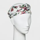 Women's Floral Print Twist Front Headband - A New Day Cream (ivory)