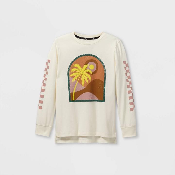 Boys' Landscape Graphic Long Sleeve T-shirt - Art Class Cream