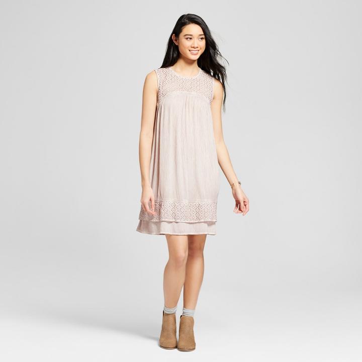 Women's Sleeveless Eyelet Oil Wash Dress - Knox Rose Dusty Lilac