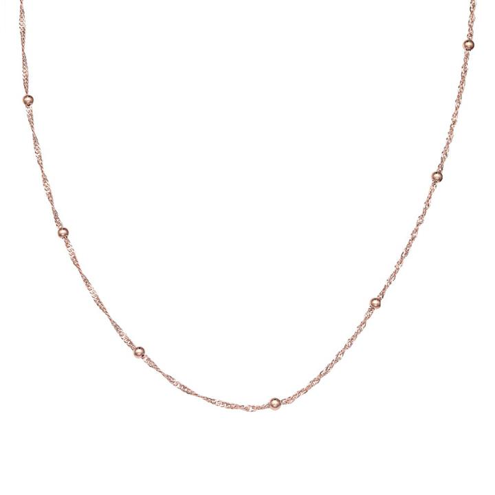 Distributed By Target Women's Diamond Cut Singapore Necklace With Ball Stations In Rose Gold Over Sterling Silver - Rose