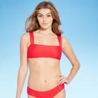Juniors' Square Neck Bralette Bikini Top - Xhilaration Red