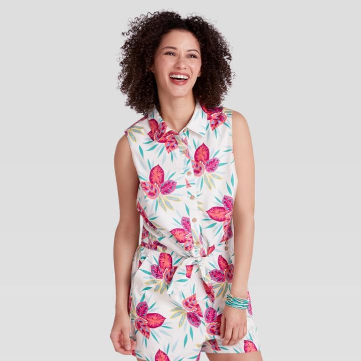 Women's Plus Size Sleeveless Blouse - Genuine Kids From Oshkosh - Cream