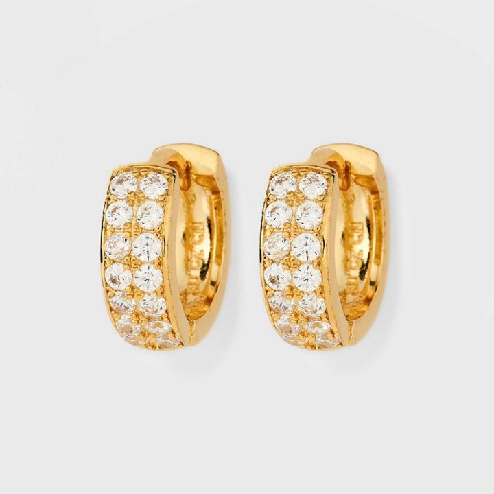 14k Gold Plated Cubic Zirconia Hoop Earrings - A New Day Gold