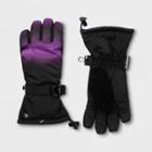 Girls' Printed Colorblock Ski Gloves - C9 Champion Black/purple 8-16, Girl's, Black Purple