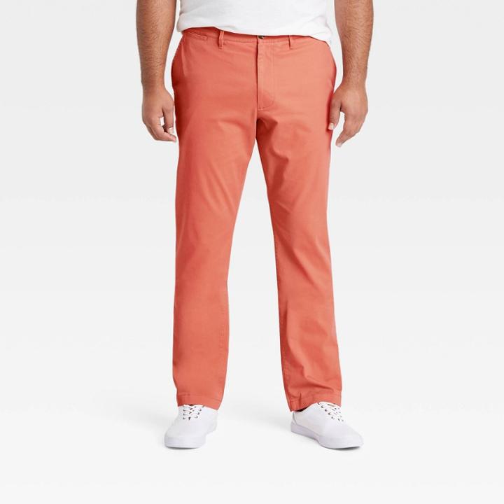 Men's Tall Athletic Fit Hennepin Chino Pants - Goodfellow & Co Coral Stone 30x36, Pink/grey