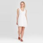 Women's Sleeveless Button-front Lace Detail Dress - Xhilaration White