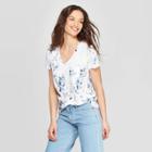 Women's Short Sleeve V-neck Striped Monterey Pocket T-shirt - Universal Thread Tie Dye