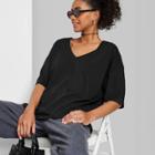 Women's Short Sleeve Relaxed Fit V-neck T-shirt - Wild Fable Black Xxs
