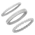 Target Women's Cubic Zirconia Band-small Rope Band And Med Bead Band Silver Plated Stack Ring Set, Size: 7,