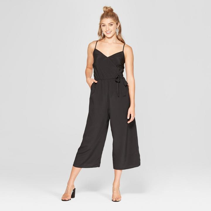 Women's Strappy Wrap Cropped Jumpsuit - Xhilaration Black