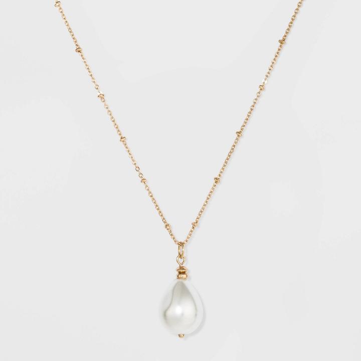 Pearl Pendant Necklace - A New Day Gold, Women's, White