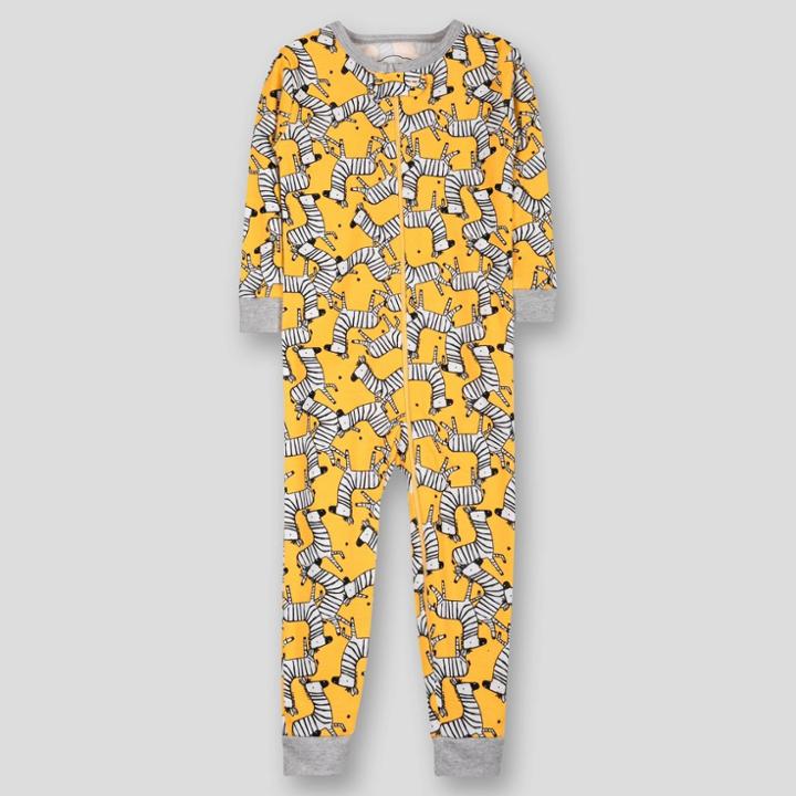 Lamaze Toddler Boys' Zebra Organic Cotton Snug Fit Footless Pajama Romper - Yellow