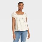 Women's Puff Cap Sleeve Top - Universal Thread Cream Floral Xs, Ivory Floral