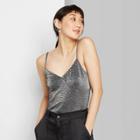Women's Animal Print V-neck Cami Top - Wild Fable Silver