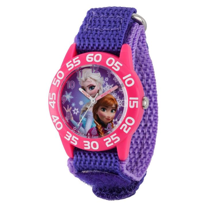 Kid's Disney Frozen Anna And Elsa Plastic Watch - Purple, Women's,