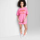 Women's Ascot + Hart Santa Monica Surf Club Short Sleeve Graphic Boyfriend T-shirt Dress - Pink