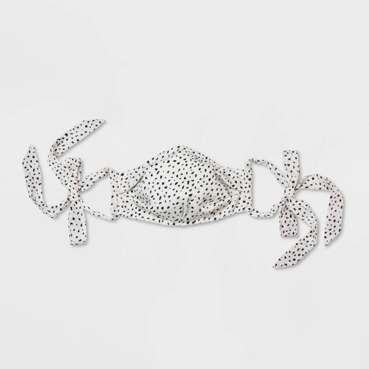 Women's Satin Polka Dot Face Mask - A New Day Cream One Size, Ivory