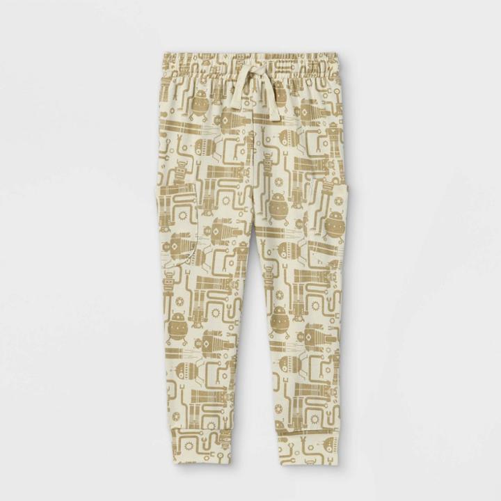 Toddler Boys' Robot Print Jersey Knit Jogger Pull-on Pants - Cat & Jack White