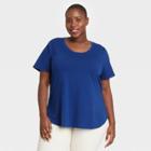 Women's Plus Size Essential Relaxed Scoop Neck T-shirt - Ava & Viv Blue