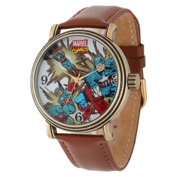 Men's Marvel Captain America Vintage Antique Watch With Alloy Case - Brown
