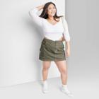 Women's Mid-rise Chino Cargo Mini Skirt - Wild Fable Olive Green