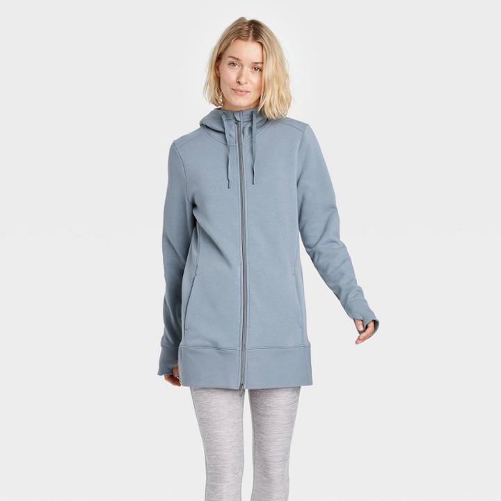 Women's Cozy Fleece Tunic Full Zip Sweatshirt - All In Motion Blue