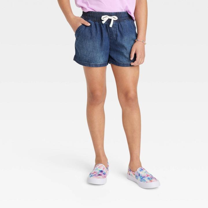 Girls' Pull-on Lightweight Jean Shorts - Cat & Jack Dark Wash