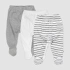 Honest Baby Baby 3pk Sketchy Striped Organic Cotton Footed Harem Pants - Black/white Newborn