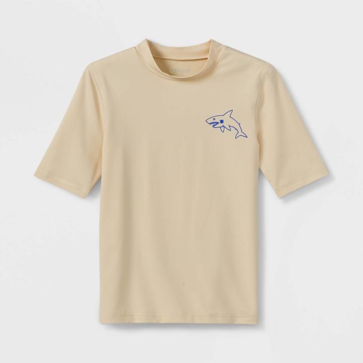 Boys' Short Sleeve Shark Print Rash Guard Swim Shirt - Cat & Jack White