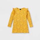 Toddler Girls' Rib Long Sleeve Dress - Art Class Gold