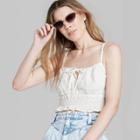 Women's Tie-front Smocked Flutter Hem Tank Top - Wild Fable White Eyelet