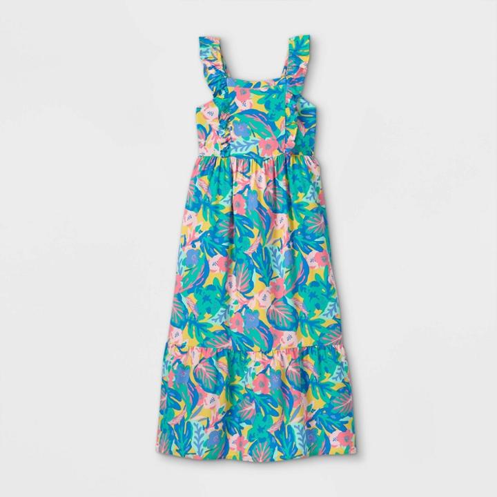 Girls' Floral Maxi Flutter Sleeve Dress - Cat & Jack