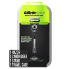 Gillettelabs Exfoliating Razor By Gillette + 3 Razor Blade Refills, Travel Case & Premium