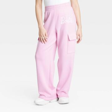 Women's Barbie Cargo Graphic Relaxed Lounge Pants - Pink